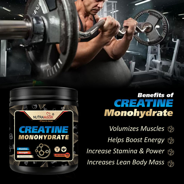 Creatine Monohydrate For Strength Endurance & Athlete Performance Energy Support For Instant Workout, Unflavored -100gm Powder