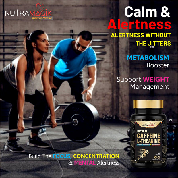 Natural Caffeine Plus L-Theanine for Weight loss and Immunity, Support Energy and Focus -60 Capsules