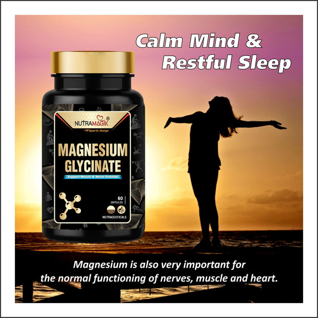 Magnesium Glycinate Supports Healthy Muscle Relax Supplement - 90 Capsules