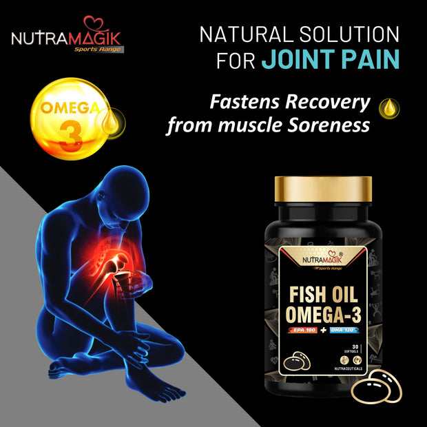 Fish Oil Omega 3 1000mg  For Healthy Joint,Heart, Brain and Eye Health - 30 Softgels