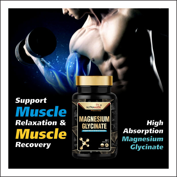 Magnesium Glycinate Supports Healthy Muscle Relax Supplement - 90 Capsules