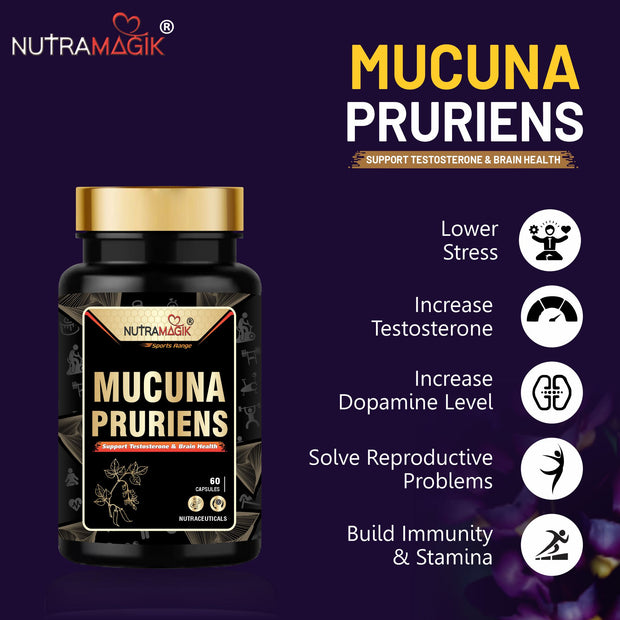 Mucuna Pruriens Kapikachhu Extract for Mood and Muscle support Supplement - 60 Capsules