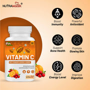 Natural Vitamin C with Acerola Cherry, Rosehip Extract with Zinc-60 Capsule