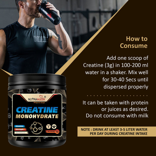 Creatine Monohydrate For Strength Endurance & Athlete Performance Energy Support For Instant Workout, Unflavored -100gm Powder