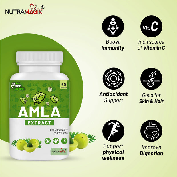 Nutramagik Pure Amla Extract for Immunity Boost & Skincare - 60 Capsules