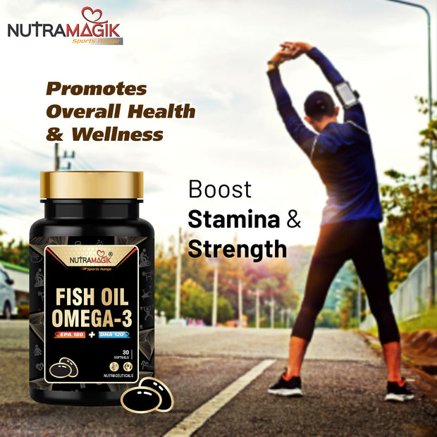 Fish Oil Omega 3 1000mg  For Healthy Joint,Heart, Brain and Eye Health - 30 Softgels