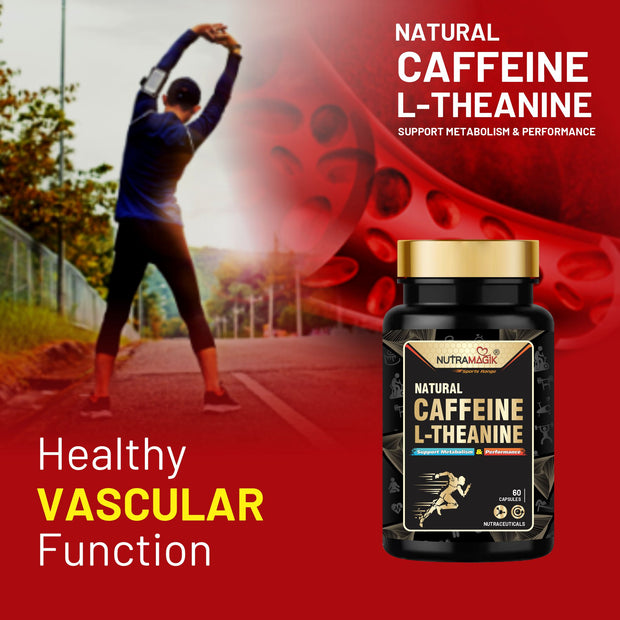 Natural Caffeine Plus L-Theanine for Weight loss and Immunity, Support Energy and Focus -60 Capsules