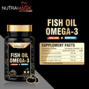 Fish Oil Omega 3 1000mg  For Healthy Joint,Heart, Brain and Eye Health - 30 Softgels