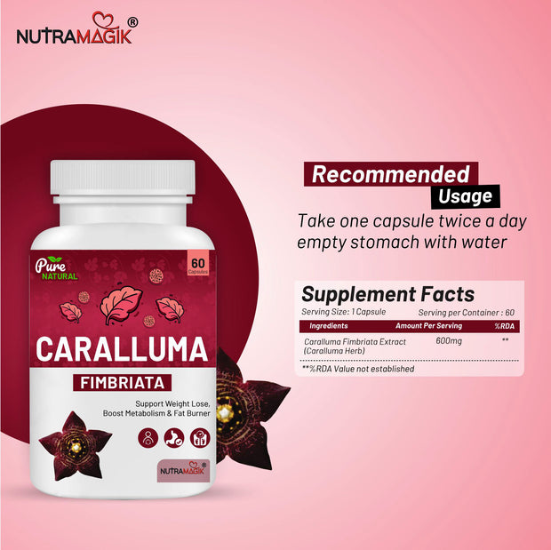 Nutramagik Caralluma Fimbriata: Support Weight Loss, Boost Metabolism & Fat Burner - 60 Capsules