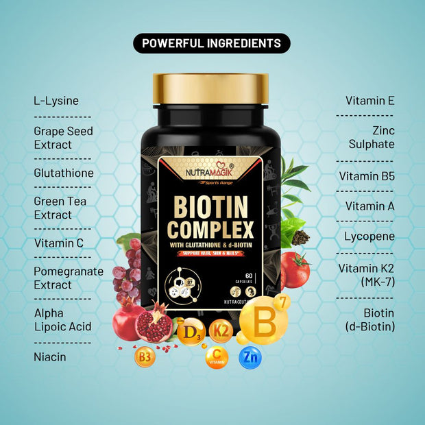 Biotin Complex for Hair Skin,Nails & Joint Health- 30 Capsules