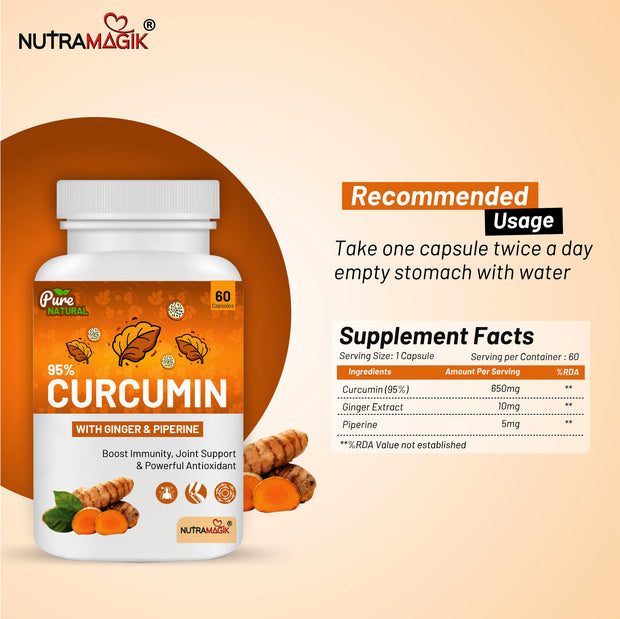 95% Curcumin with Ginger and Piperine Extract -60 capsules