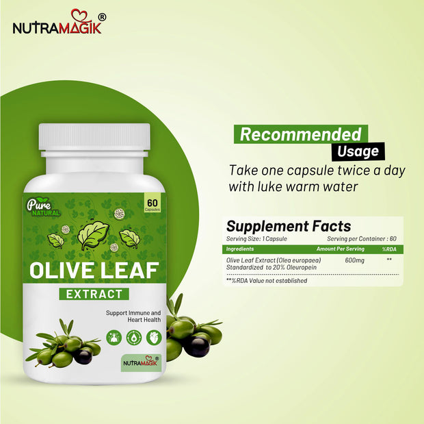 Olive Leaf Extract Supports Healthy Immune, Skin Health- 60 Capsules