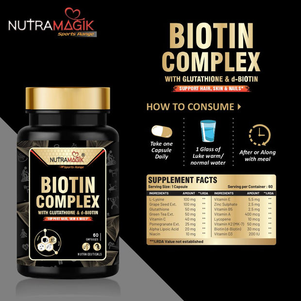 Biotin Complex for Hair Skin,Nails & Joint Health- 30 Capsules