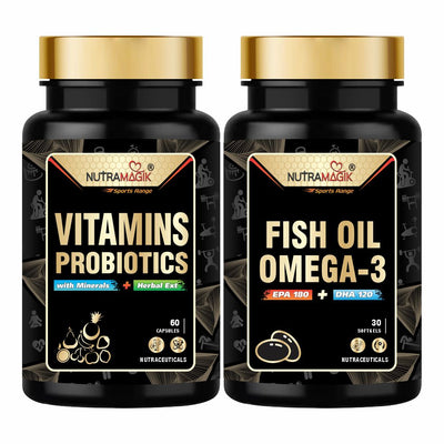 Combo Deals Multi Vitamins Probiotics & Fish Oil Omega 3 - Pack of 1 Each