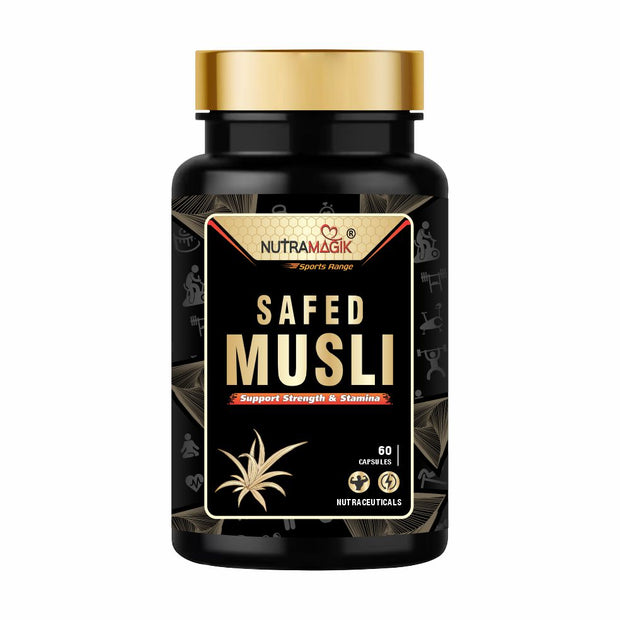 Safed Musli Extract Capsules Supports Immunity, Improves Strength, Provides Energy Level, Enhances Sports Performance-60 Capsules