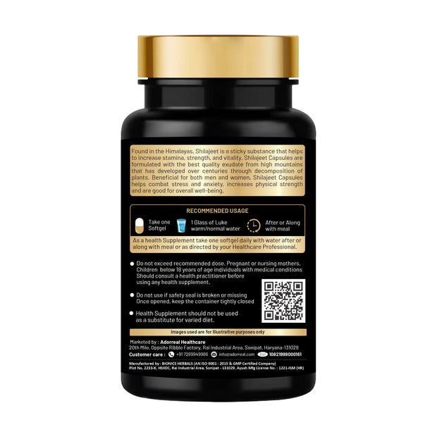 Shilajit Pure and Natural Shilajit for Strength,Stamina and Energy- 30 Capsules