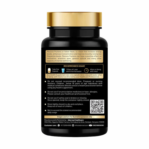 Mucuna Pruriens Kapikachhu Extract for Mood and Muscle support Supplement - 60 Capsules